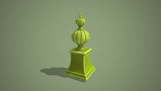 复古绿色双瓜造型柱顶装饰摆件 