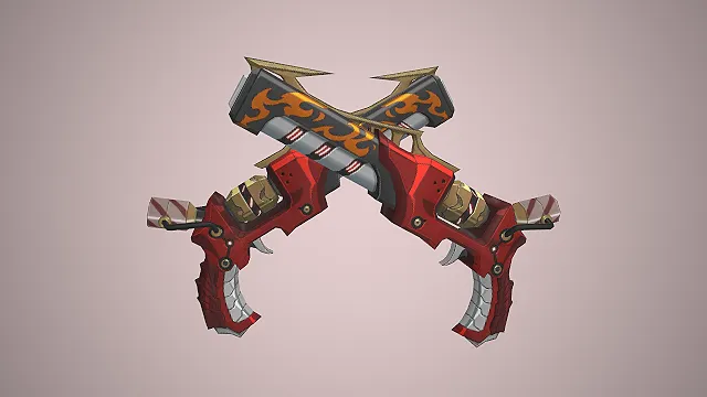 龙爪双枪  奇幻武器  火焰纹枪管  游戏建模