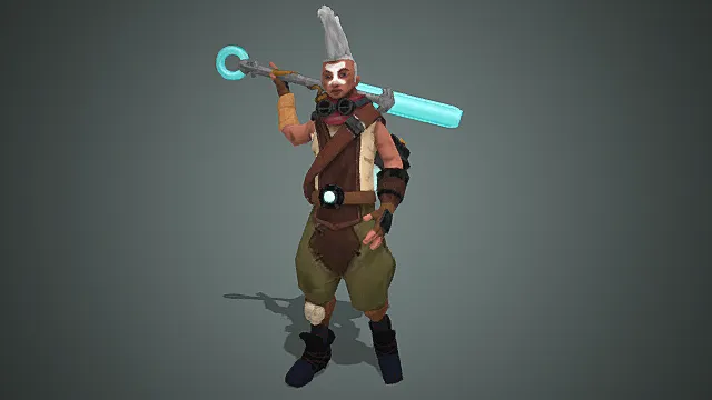 废土科技风格能量剑战士角色3D模型