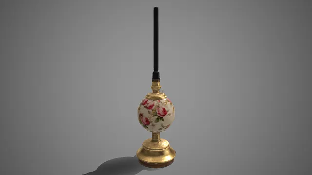 欧式风格  油灯  鎏金底座  瓷质灯罩  柔和雅致  雕花装饰  艺术摆件