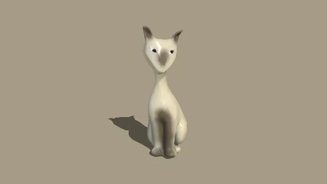 低多边形陶瓷暹罗猫坐姿装饰摆件