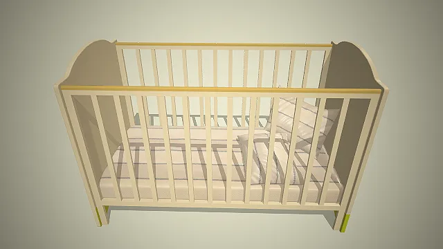 一款设计简约柔和的现代米色实木婴儿 3D模型