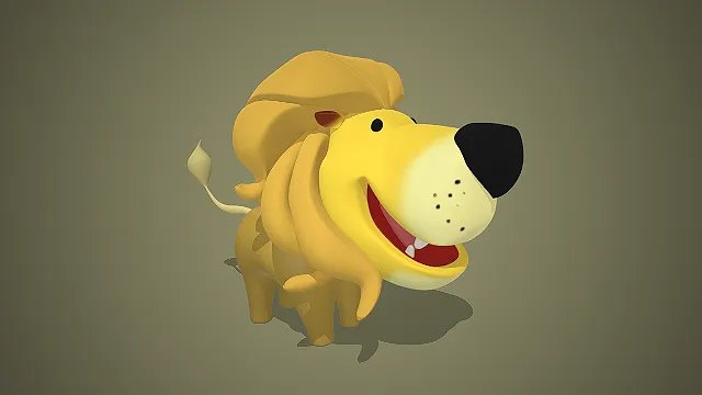 一个Q版风格的常见猫科卡通动物3D狮子模型