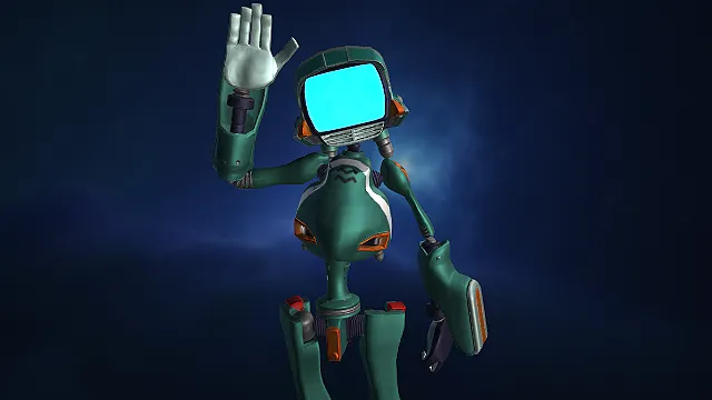 卡通机器人  拟人造型  童趣风  挥手姿态