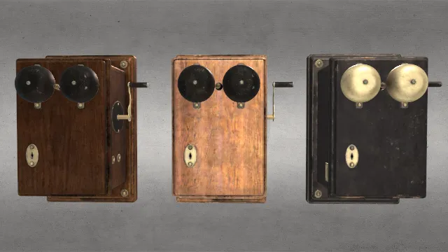 复古木质20世纪初电话铃声盒铁铃