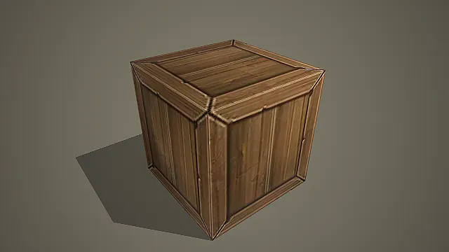 复古纹理棕色方形木箱游戏场景堆积道具模型