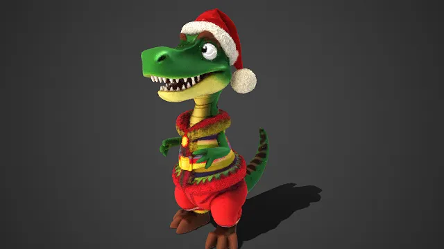 圣诞装扮  恐龙  萌系  卡通  红帽彩衣  节日  角色模型  动画题材