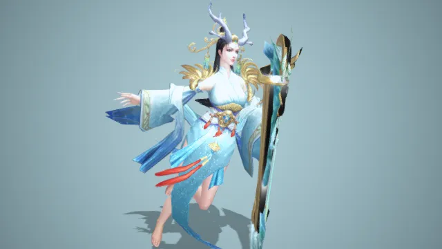 仙侠游戏  骨骼动画  仙子  琴武技  全系列动画  