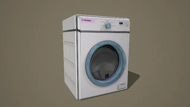 3D写实风格洗衣机模型，创意设计（3D家电、写实风格、现代简约，日用家电主题，物品元素）