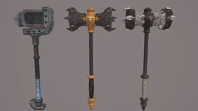 圣徽重型战锤套装游戏武器3D模型