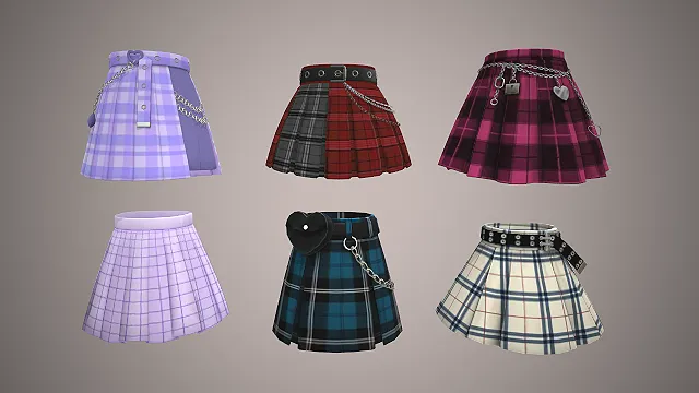 百褶裙  甜酷风  格纹纹理  JK  金属装饰