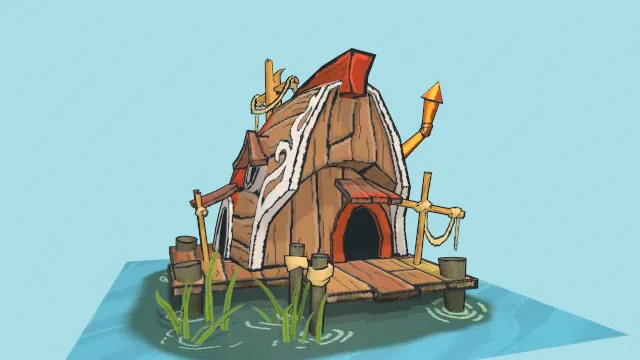 海盗建筑木屋架空房子海上