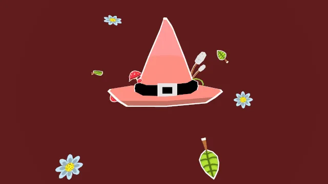 卡通风格女巫帽花朵场景