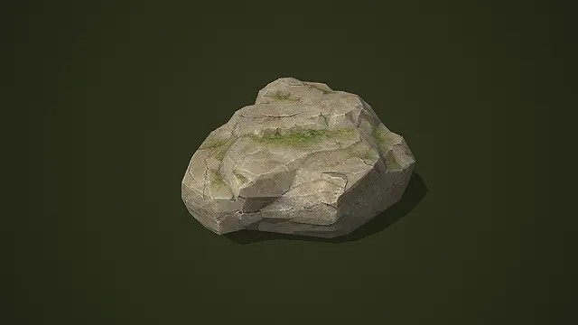带青苔纹理的低模写实岩石模型