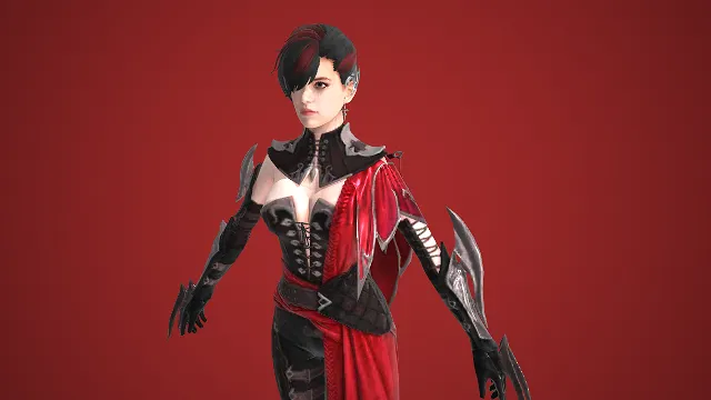 暗黑美学  哥特风服饰  利刃装饰  机甲质感  游戏女角色  披风