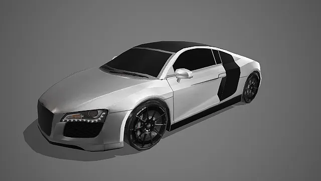 白黑配色奥迪 R8 超跑写实汽车模型