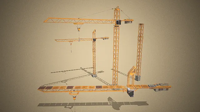 一套写实风格的塔式起重机3D模型