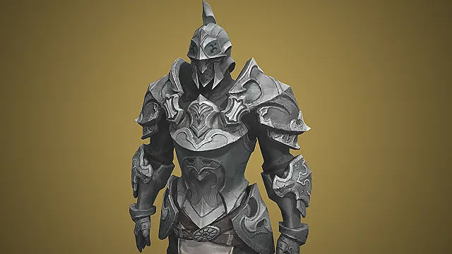 灰纹重甲配饰纹战旗重装男骑士：玄铁纹章圣殿骑士模型