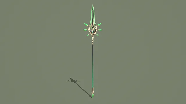 奇幻风格绿晶长枪3D模型