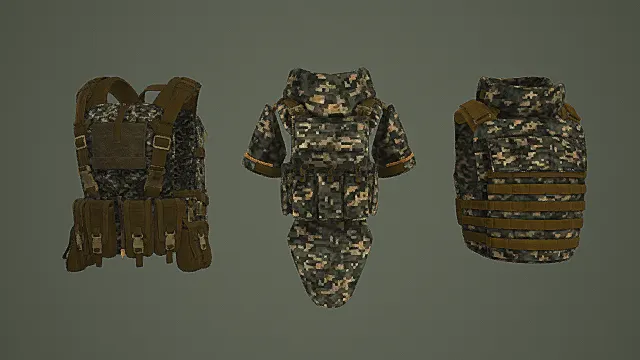 数码迷彩战术护甲套装模型