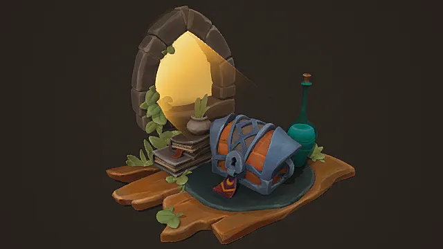 sun奇幻卡通风格秘境宝箱组合模型 