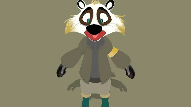 卡通风格化动物浣熊拟人角色