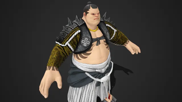 暗黑  和风风格  相扑力士  身形肥硕  神态凶悍  传统相扑元素  力量型角色