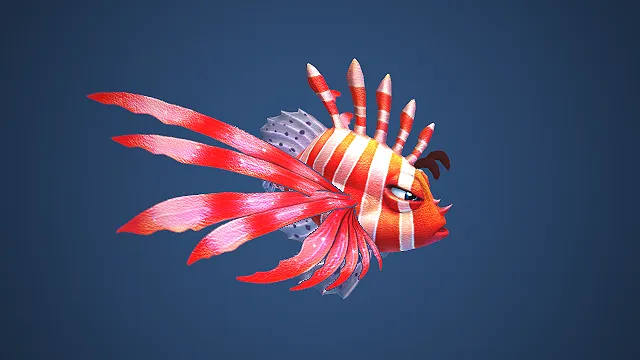 Q版狮子鱼  卡通拟人化  飘逸鳍棘  萌系傲娇