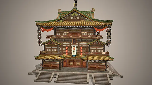 古代钱庄  铜钱装饰  武侠场景  古风商肆