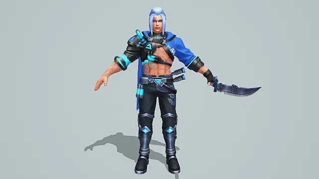 赛博朋克风格蓝刃战士3D模型