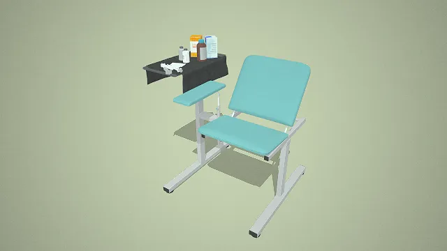 一套采血椅与诊疗桌的3D模型