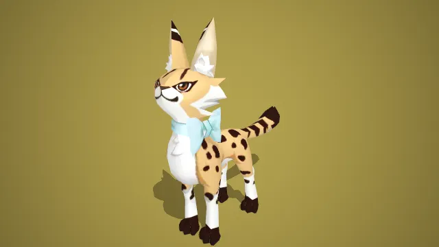 卡通薮猫 3D 模型（带浅蓝领结款）