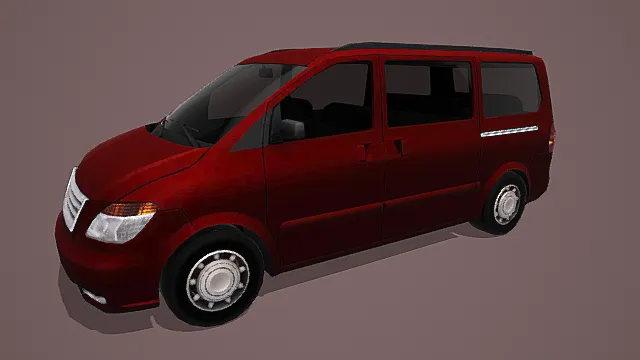 卡通风格现代红色多功能MPV3D模型