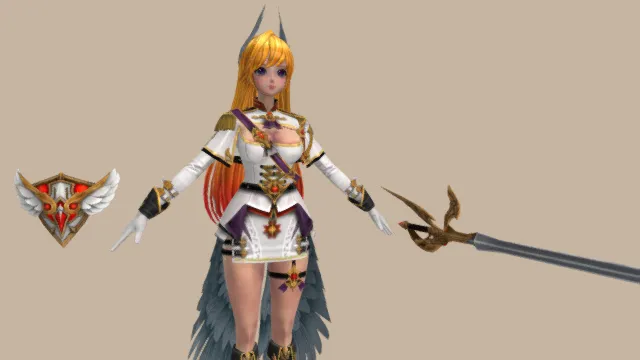 二次元风格女骑士角色3D模型