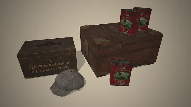 复古木箱  做旧质感  怀旧道具  装饰摆件  茶叶铁罐