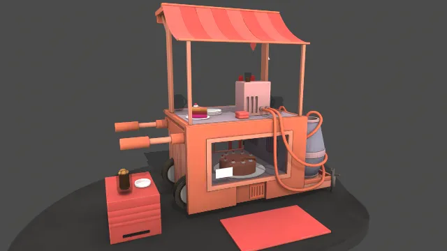 食品摊位道具小推车蛋糕