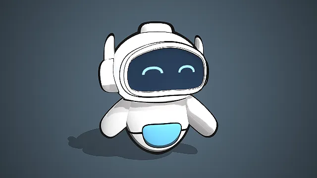 Q版卡通机器人  宇航员造型  手绘描边  AI玩偶