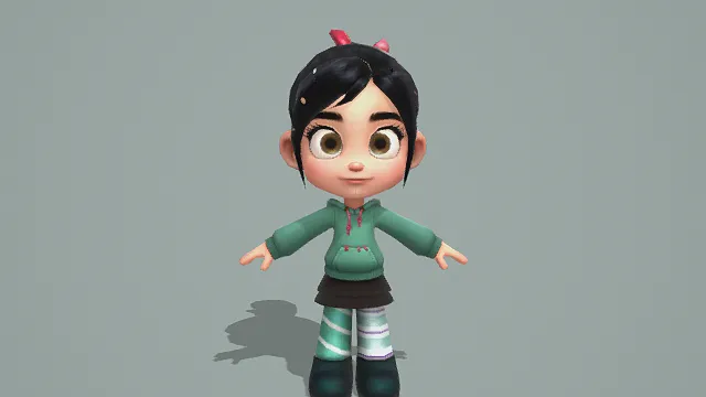 3D卡通风格小女孩角色模型，创意设计（3D角色、卡通风格、可爱童趣风，角色设计主题）