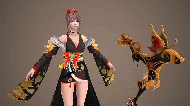 WhiteSnow   韩风游戏战斗角色性感美女带武器模型