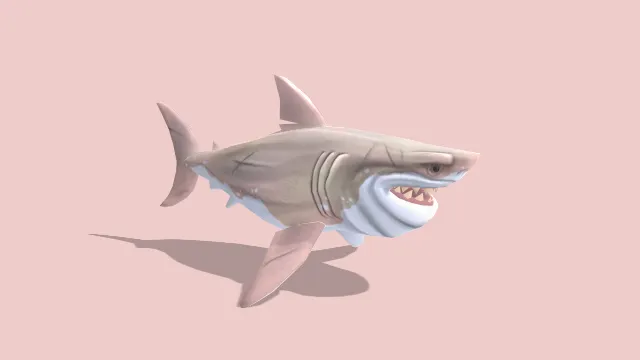 卡通风格化的鲨鱼模型海鲜动画