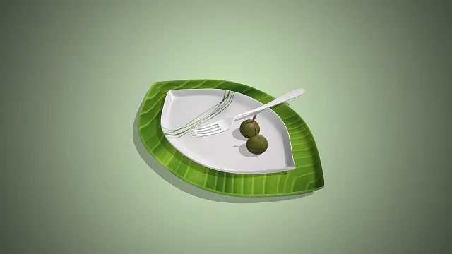 一个写实风格的3D水果摆盘模型