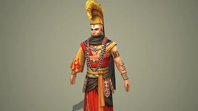 戴羽冠的红袍异域祭司游戏角色模型