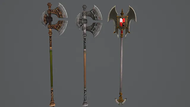 纹章复古巨斧套装游戏武器3D模型