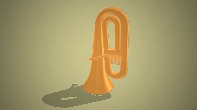 一个卡通风格的3D次中音号（上低音号）模型