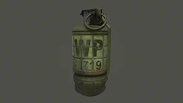 复古旧化复古攻坚风WP标识燃烧手榴弹3D模型