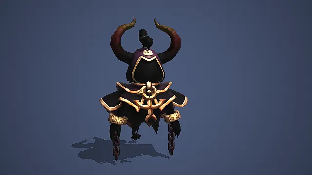 卡通 Q 版无面紫袍牛角术士带锁链 3D 游戏怪物模型