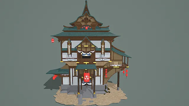 日式数寄屋风传统町屋建筑3D模型