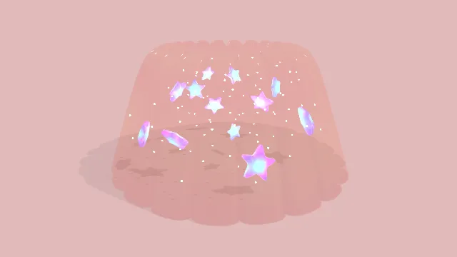 粉色果冻甜品放有星星糖果食品制作动画