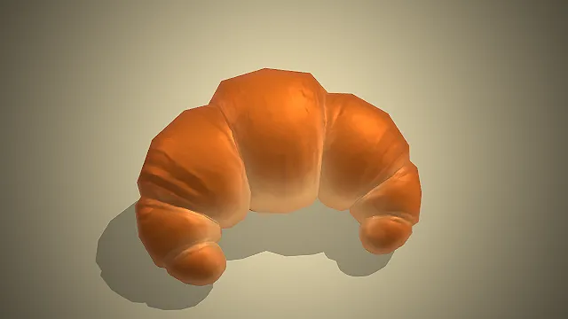 一个写实风格的法式下午茶牛角包的模型