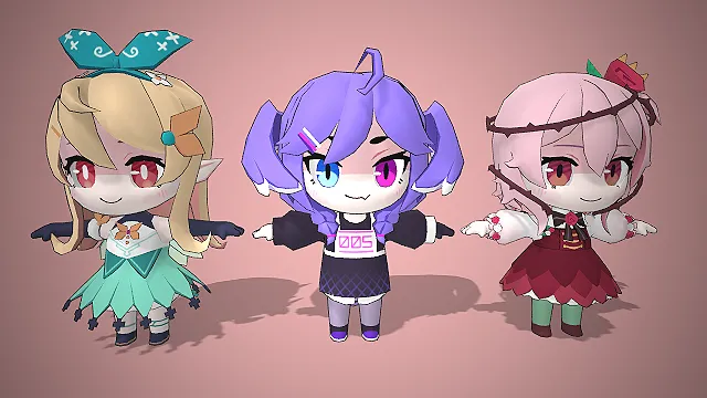 虚拟偶像  多风格穿搭  甜酷  二次元角色